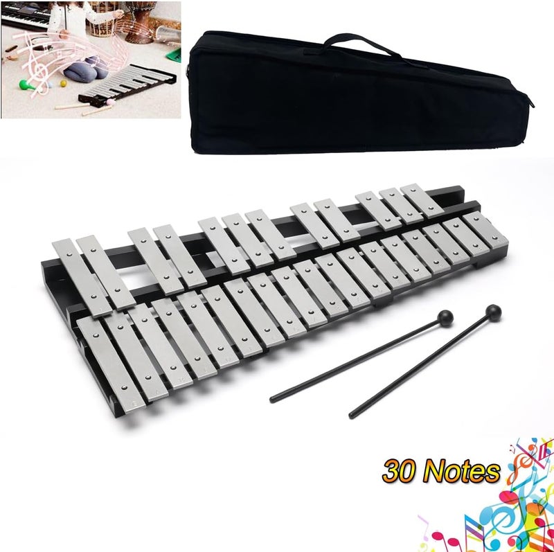 Lfhelper Foldable 30 Notes Glockenspiel Percussion Bell Kit with 2 Mallets, Shoulder Strap, Carrying Bag, for Kids, Students, Adults - Image 2